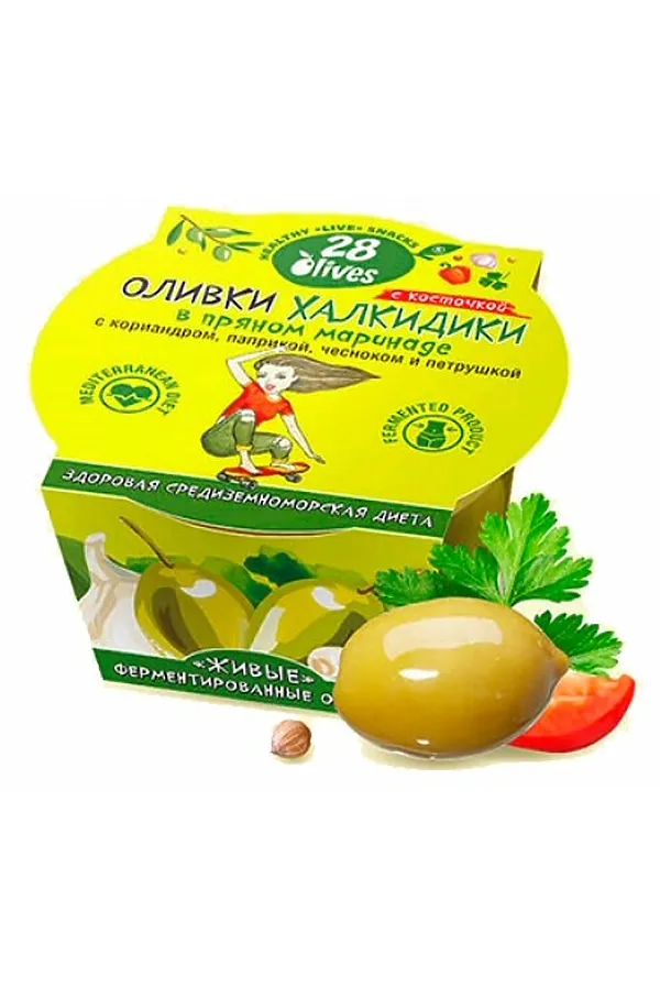Оливки Халкидики в пряном маринаде, с косточкой 150г ЭКО-ПРОДУКТЫ, - - фото 1