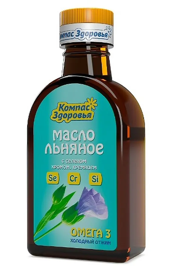 Масло льняное "Компас Здоровья" Se Cr Si 200мл ЭКО-ПРОДУКТЫ, - - фото 1
