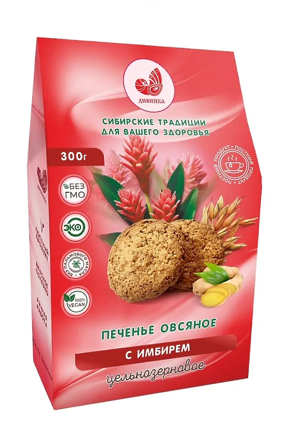 Печенье овсяное ц/з имбирное 300г ЭКО-ПРОДУКТЫ, - - фото 1