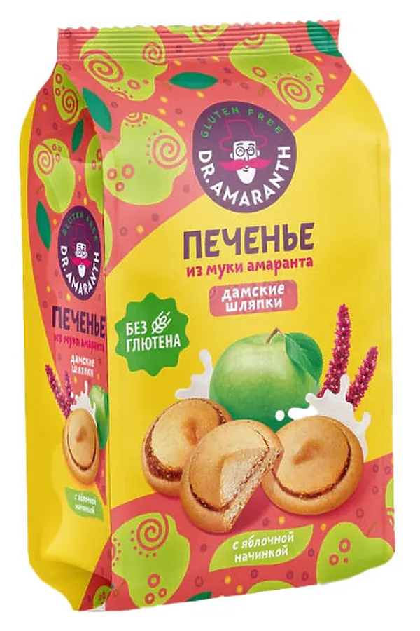 Печенье «Дамские шляпки» с яблочной начинкой Dr. Amaranth 200г ЭКО-ПРОДУКТЫ, - - фото 1