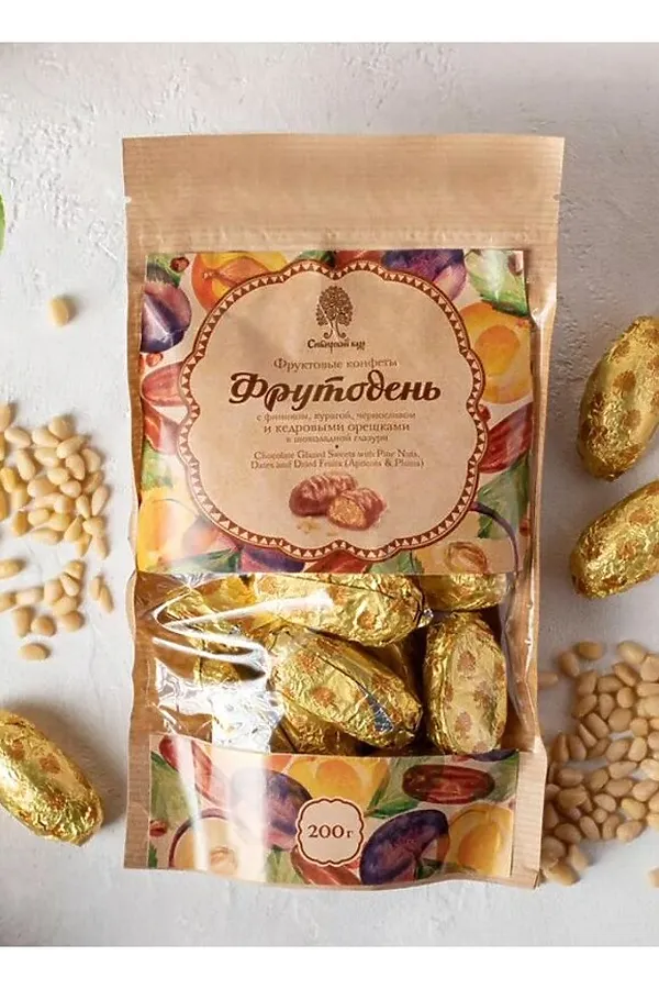 Конфеты "Фрутодень" с кедровыми орешками в шок. глазури 200г ЭКО-ПРОДУКТЫ, - - фото 1