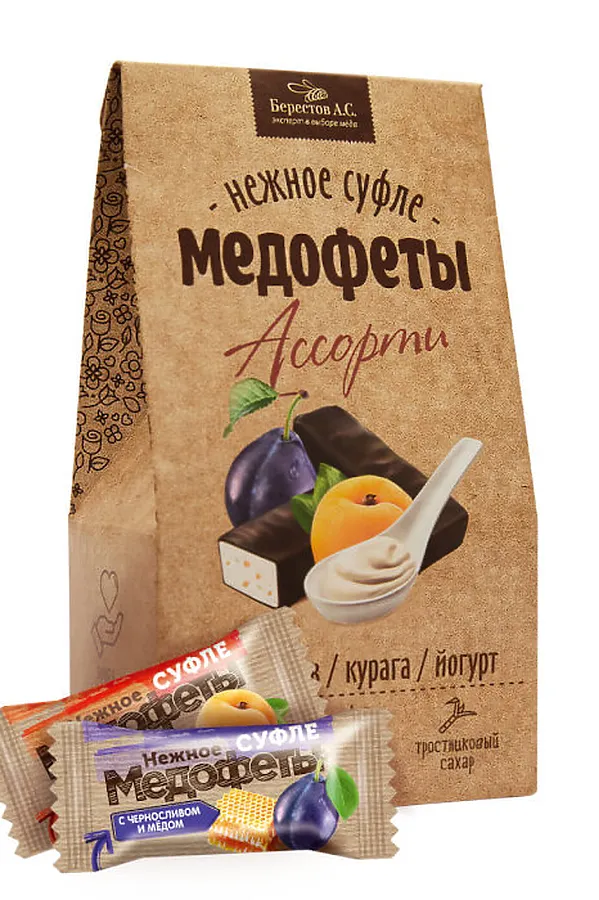 Конфеты "Медофеты" в шоколаде ассорти: йогурт, чернослив, курага 150г ЭКО-ПРОДУКТЫ, - - фото 1