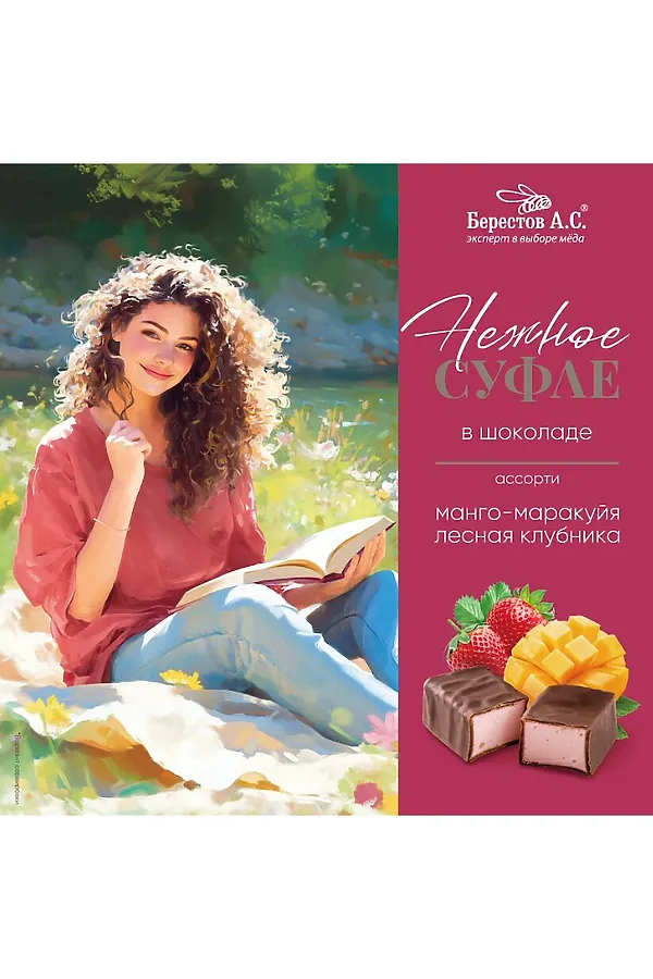 Конфеты "Нежное суфле" ассорти манго-маракуйя, лесная клубника 155г ЭКО-ПРОДУКТЫ, - - фото 1