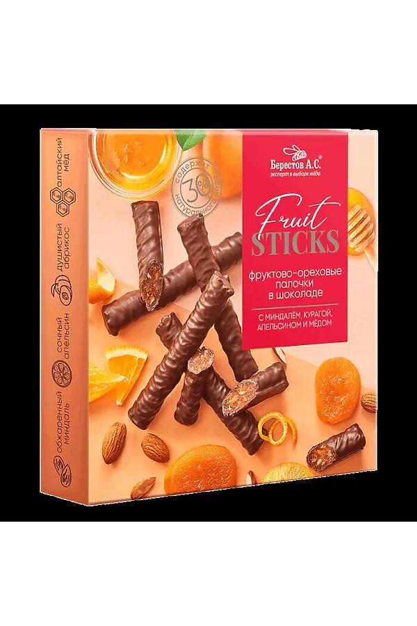 Конфеты "FruitSticks" с курагой, миндалём и цукатами апельсина 175г ЭКО-ПРОДУКТЫ, - - фото 1