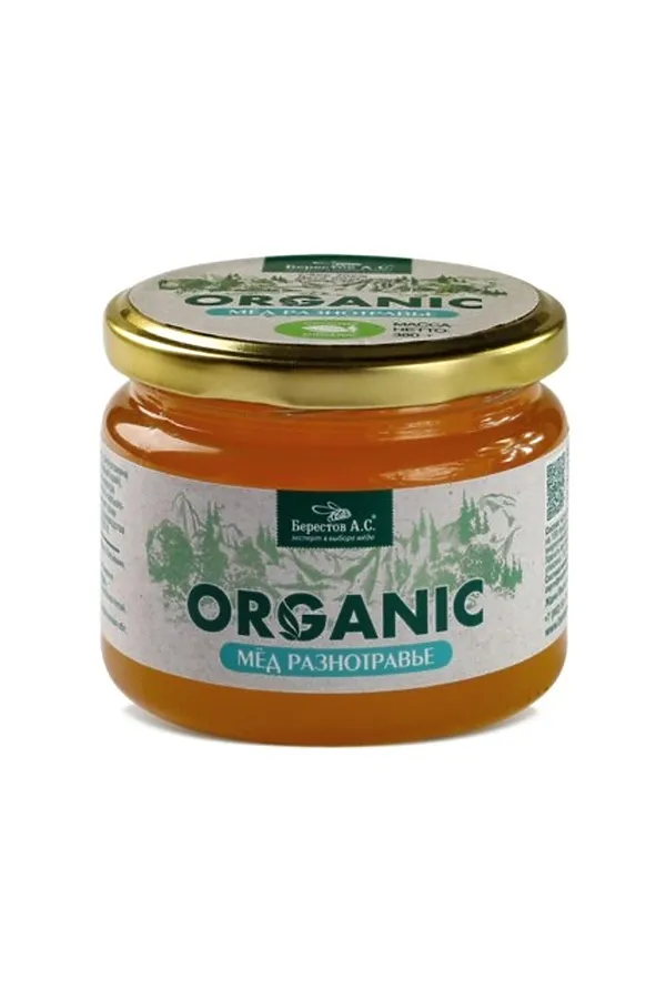 Мёд "Берестов А.С." Organic Разнотравье органический ст. банка 380г ЭКО-ПРОДУКТЫ, - - фото 1