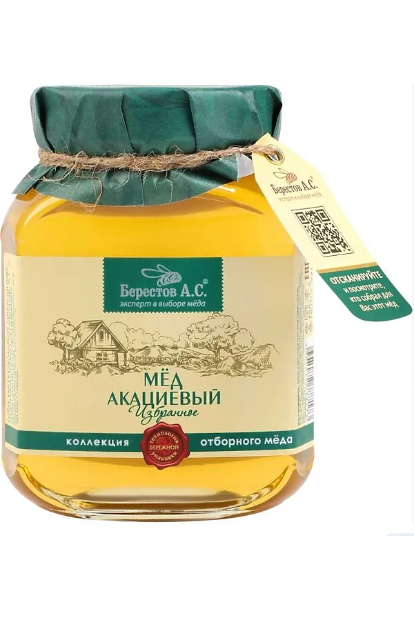 Мёд "Берестов А.С." Акация ст.банка 500г ЭКО-ПРОДУКТЫ, - - фото 1