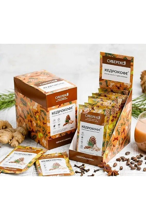 Кедрокофе Йоговский с пряностями шоу-бокс №10*25г ЭКО-ПРОДУКТЫ, - - фото 1