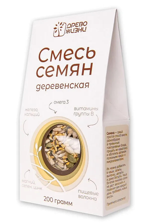 Смесь семян "Деревенская" 200г ЭКО-ПРОДУКТЫ, - - фото 1