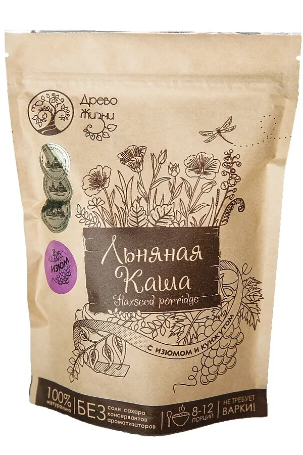 Каша льняная с изюмом и кунжутом 400г ЭКО-ПРОДУКТЫ, - - фото 1
