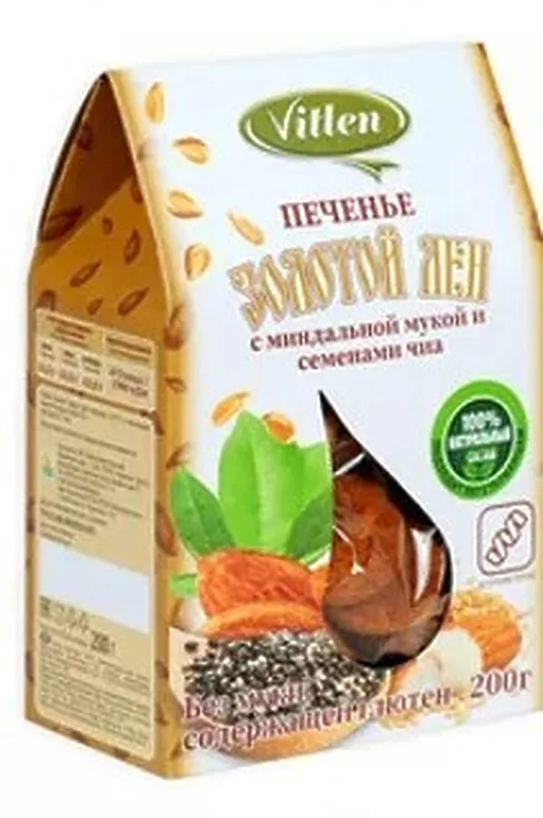 Печенье рисовое с миндальной мукой и чиа "Золотой Лён" 200г ЭКО-ПРОДУКТЫ, - - фото 1