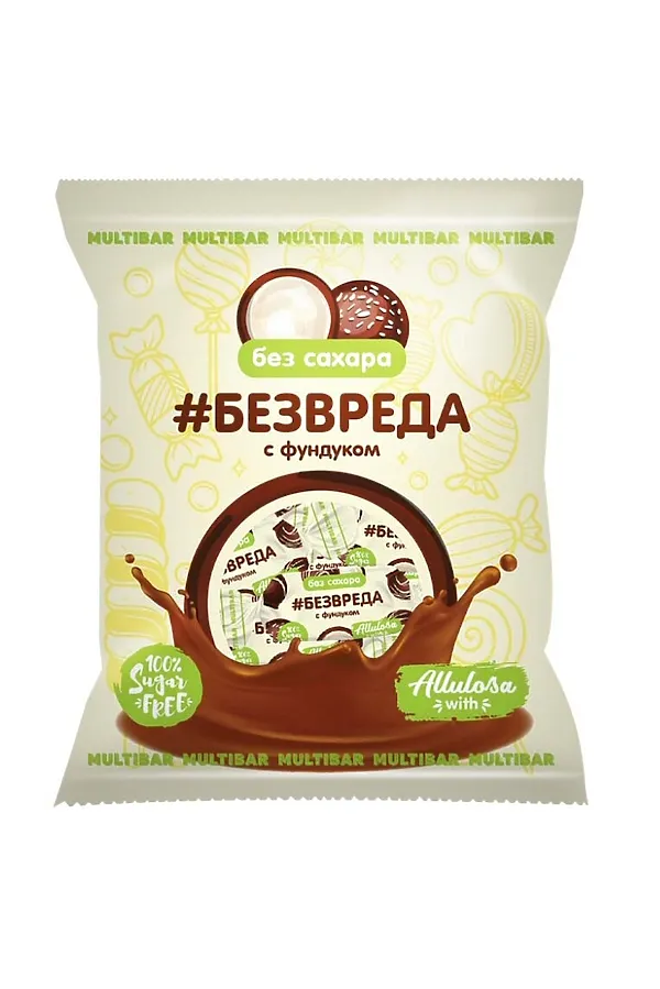 Конфеты пралине в глазури "#БезВреда" фундук без сахара 10шт 200г ЭКО-ПРОДУКТЫ, - - фото 1