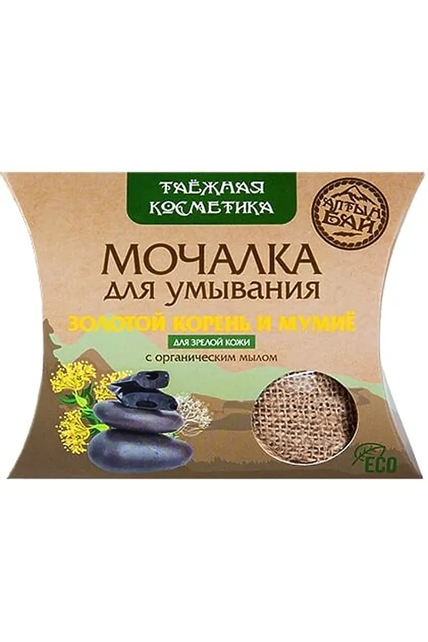 Мочалка для умывания "С золотым корнем" 60г ЭКО-ПРОДУКТЫ, - - фото 1