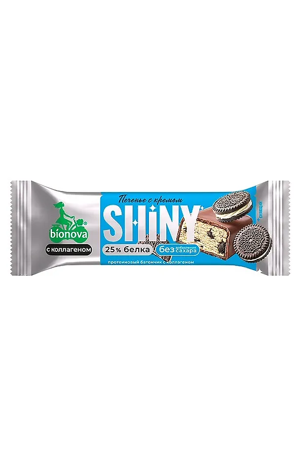 Батончик протеиновый Shiny Печенье с кремом с коллагеном, глазурь 40г ЭКО-ПРОДУКТЫ, - - фото 1