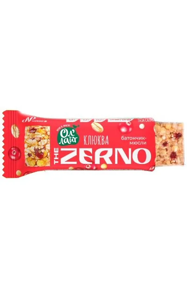 Батончик мюсли Ол`Лайт Zerno Клюква 35г ЭКО-ПРОДУКТЫ, - - фото 1