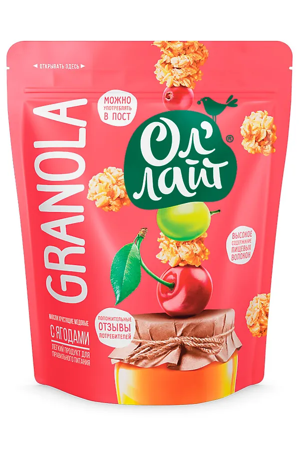 Мюсли медовые ОлЛайт с ягодами 280г ЭКО-ПРОДУКТЫ, - - фото 1
