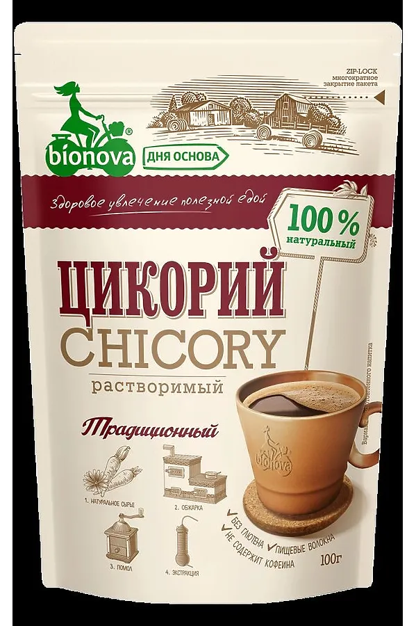 Цикорий натуральный традицонный Bionova дой-пак 100г ЭКО-ПРОДУКТЫ, - - фото 1