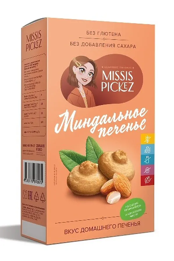 Печенье миндальное без сахара и глютена Missis Pickez 100г ЭКО-ПРОДУКТЫ, - - фото 1