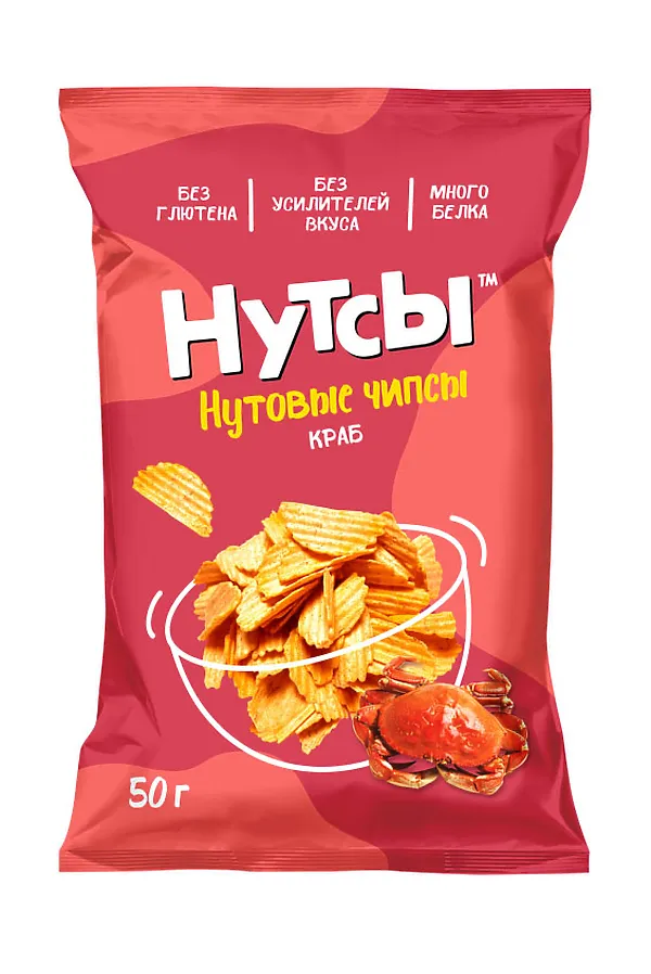 Чипсы нутовые Краб "Нутсы" безглютеновые 50г ЭКО-ПРОДУКТЫ, - - фото 1