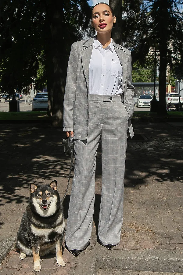Брюки Брайн LADY TAIGA, серые/клетка - фото 1