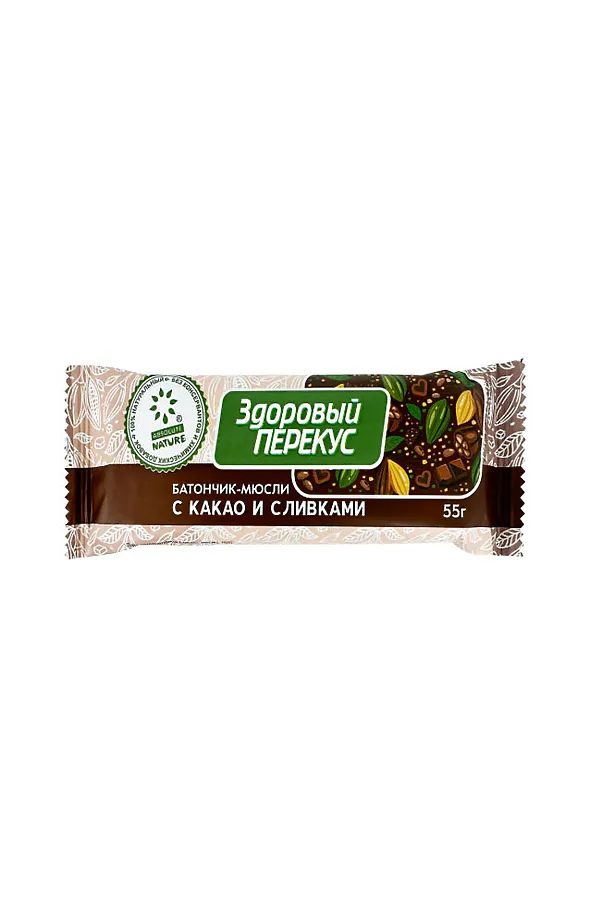 Батончики-мюсли какао и сливки "Здоровый Перекус" ш/б 55гончики-мюсли банан "Здоровый Перекус" ш/б 55г ЭКО-ПРОДУКТЫ, - - фото 1