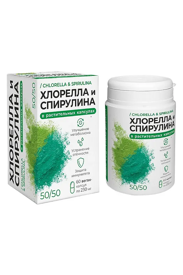 Растительные капсулы "Спирулина и Хлорелла" 60капс*0,36г ЭКО-ПРОДУКТЫ, - - фото 1