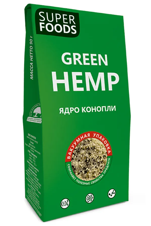 Конопля пищевая ядро "Green Hemp seeds" 90г ЭКОПРОДУКТЫ, - - фото 1