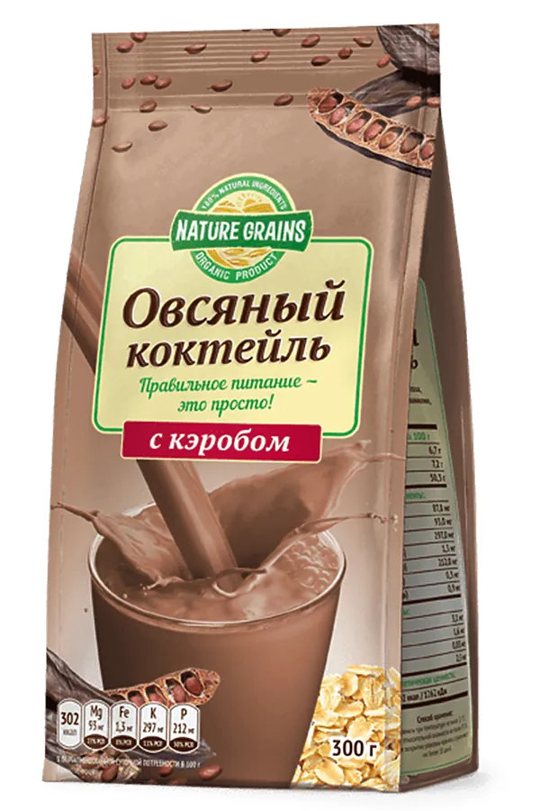 Коктейль овсяный с кэробом 300г ЭКО-ПРОДУКТЫ, - - фото 1