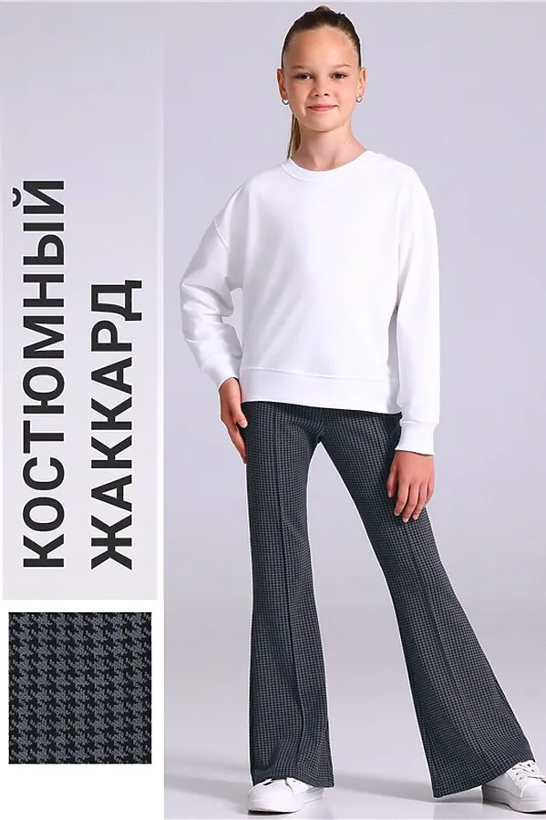 Брюки АПРЕЛЬ, гусиная лапка черный+светло-серый - фото 1