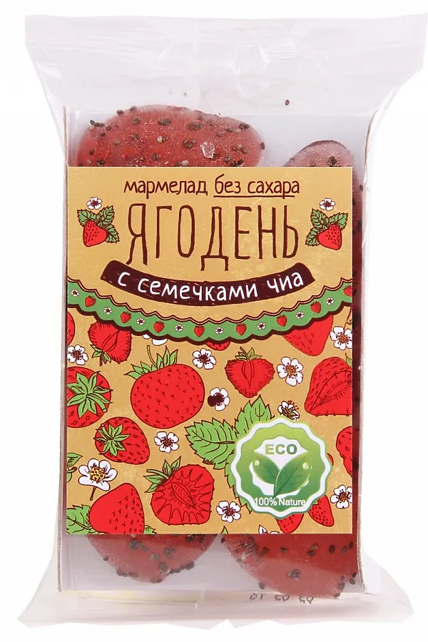 Мармелад "Ягодень" ассорти: Клубничный с семенами чиа 140г ЭКО-ПРОДУКТЫ, - - фото 1
