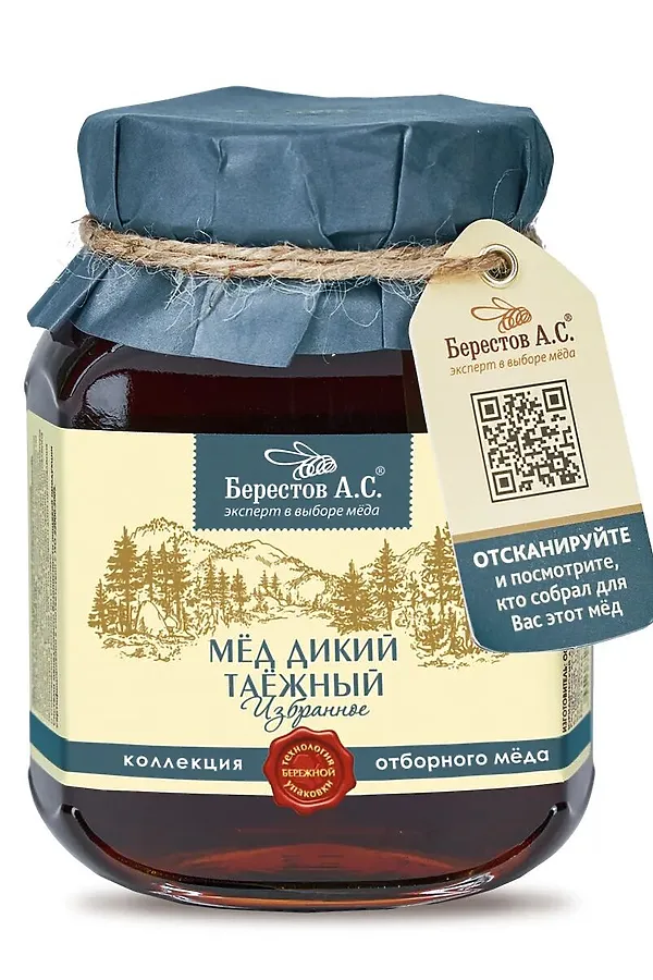 Мёд "Берестов А.С." Дикий Таежный ст. банка  500г ЭКО-ПРОДУКТЫ, - - фото 1
