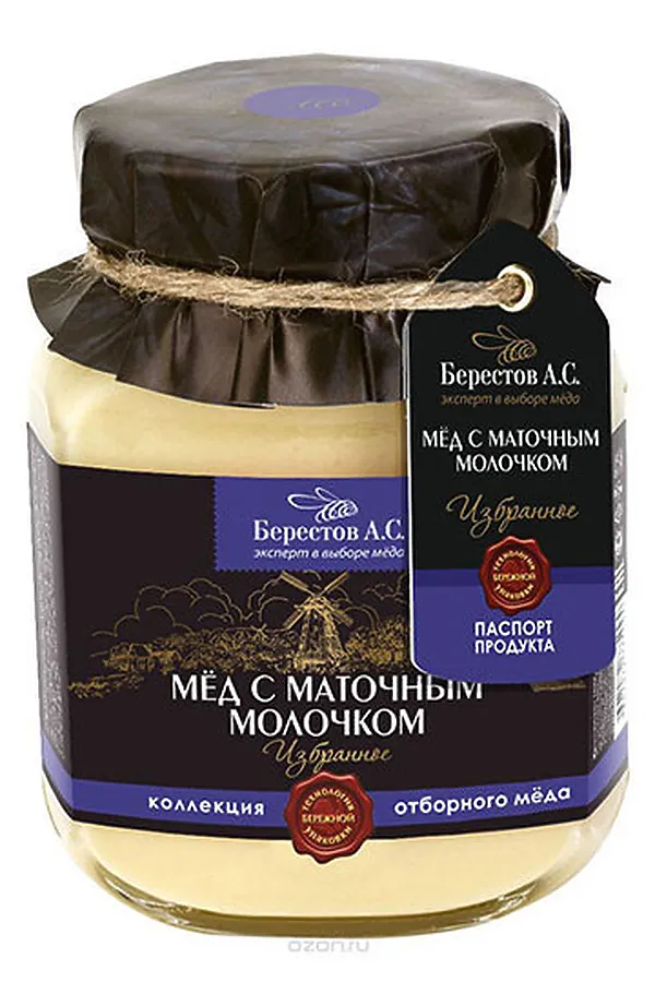Мёд "Берестов А.С." Маточное молочко ст. банка 500г ЭКО-ПРОДУКТЫ, - - фото 1