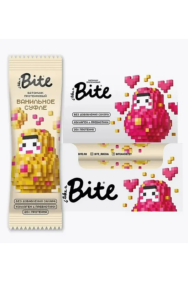 Батончик протеиновый Bite Матрёшка «Ванильное суфле» 40г ЭКО-ПРОДУКТЫ, - - фото 1