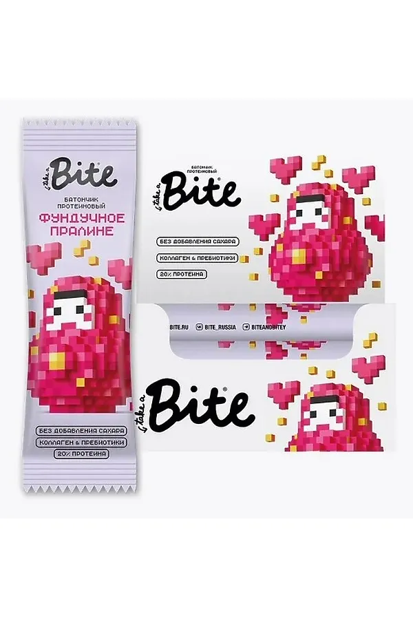 Батончик протеиновый Bite Матрёшка «Фундучное пралине» 40г ЭКО-ПРОДУКТЫ, - - фото 1
