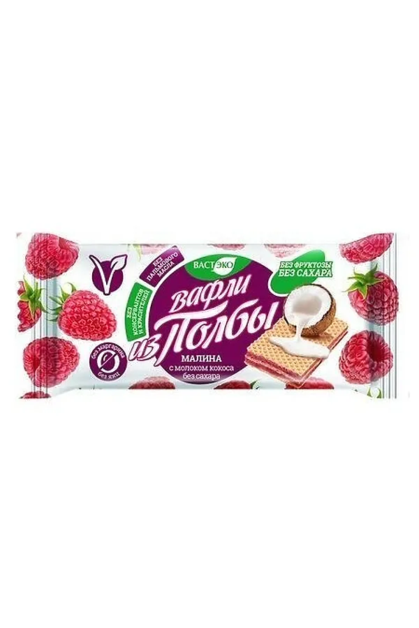 Вафли из Полбы Малина с молоком кокоса, без сахара 25г ЭКО-ПРОДУКТЫ, - - фото 1