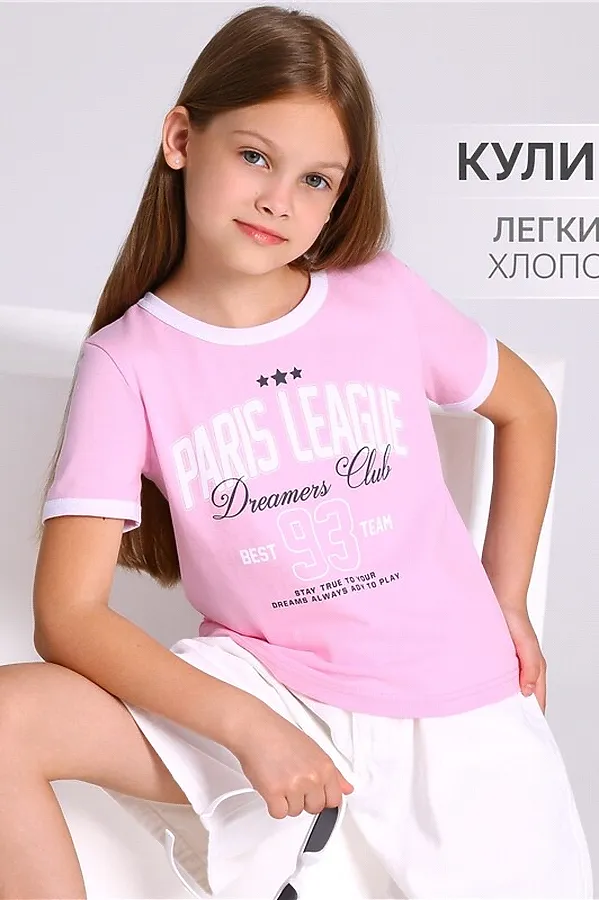 Футболка АПРЕЛЬ, светло-розовый14+белый - фото 1