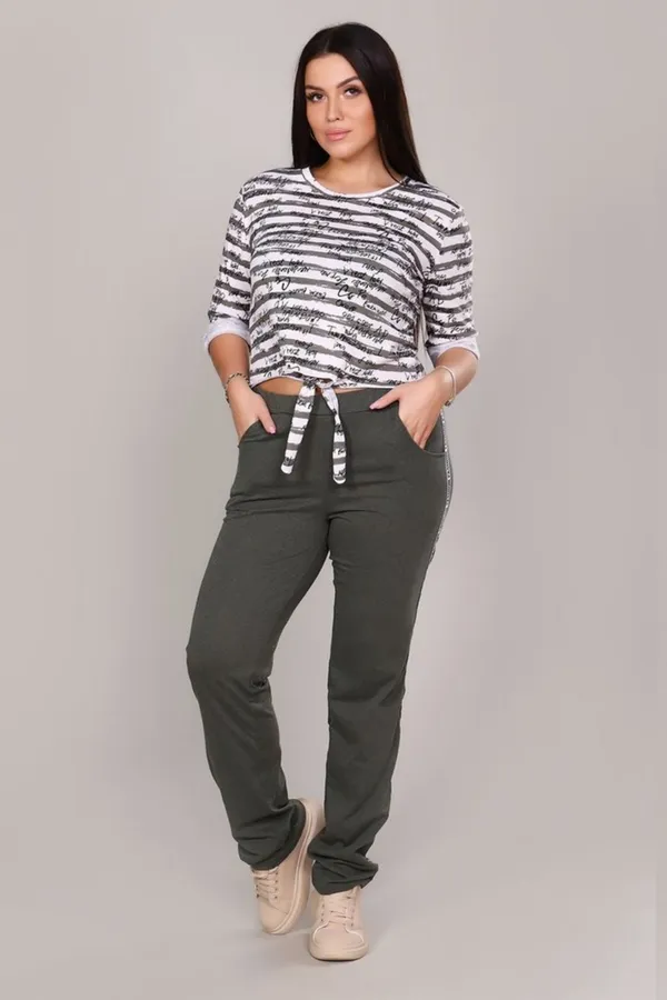 Костюм с брюками 378 Fashion sports НАТАЛИ, хаки - фото 1