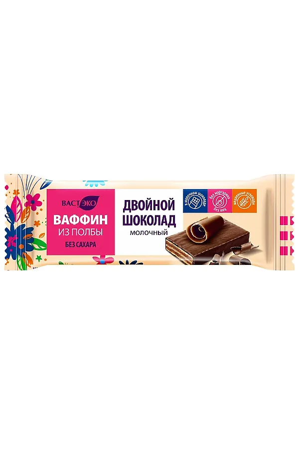 Ваффин из полбы "Двойной шоколад молочный" без сахара 26г ЭКО-ПРОДУКТЫ, - - фото 1