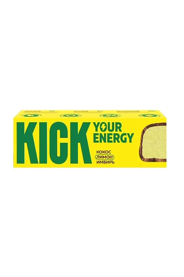 Батончик "KICK energy" кокос с лимоном и имбирем 45 ЭКО-ПРОДУКТЫ, - - фото 1