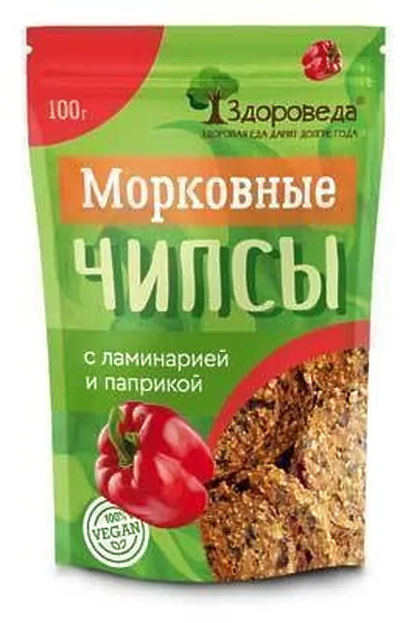 Чипсы морковные с ламинарией оригинальные 100г ЭКОПРОДУКТЫ, - - фото 1