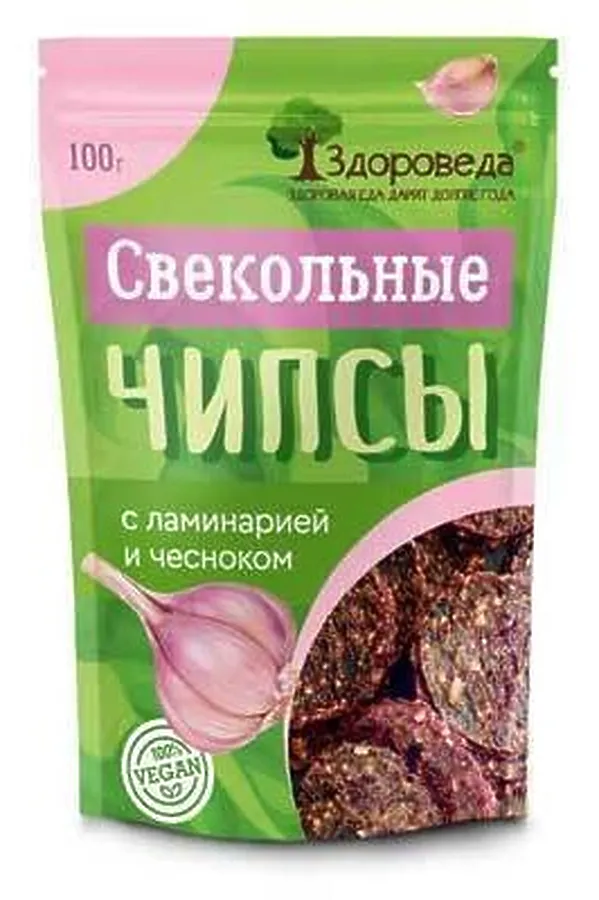 Чипсы свекольные с ламинарией и чесноком 100г ЭКО-ПРОДУКТЫ, - - фото 1