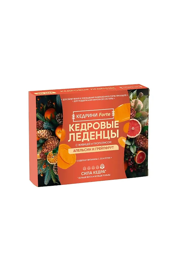БАД Леденцы Кедровые Forte Апельсин и грейпфрут 20шт 64г ЭКО-ПРОДУКТЫ, - - фото 1