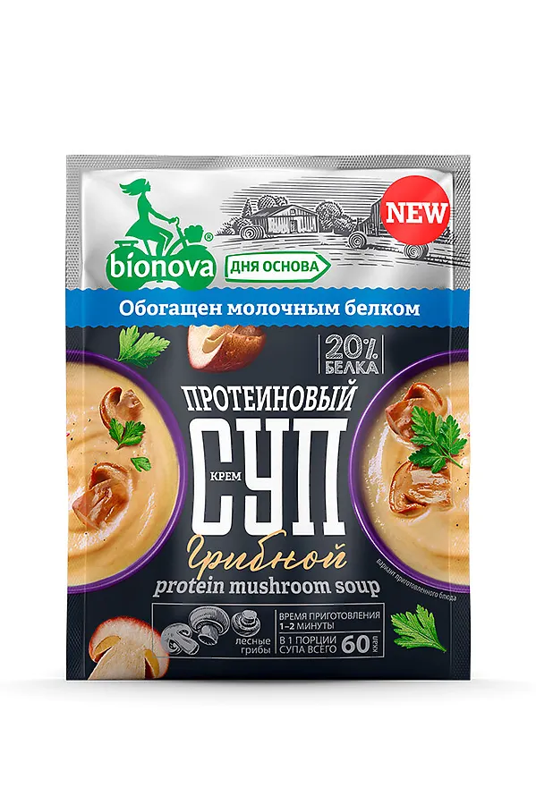 Суп (крем-суп) протеиновый б.приготовления Грибы 20г ЭКО-ПРОДУКТЫ, - - фото 1