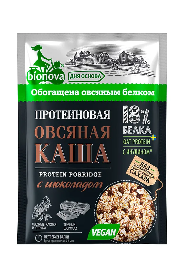 Каша овсяная протеиновая Bionova с шоколадом 40г ЭКО-ПРОДУКТЫ, - - фото 1