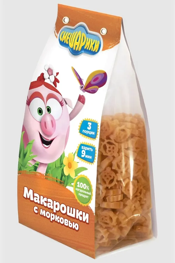Макароны детские "Смешарики" с Морковью 250г ЭКО-ПРОДУКТЫ, - - фото 1