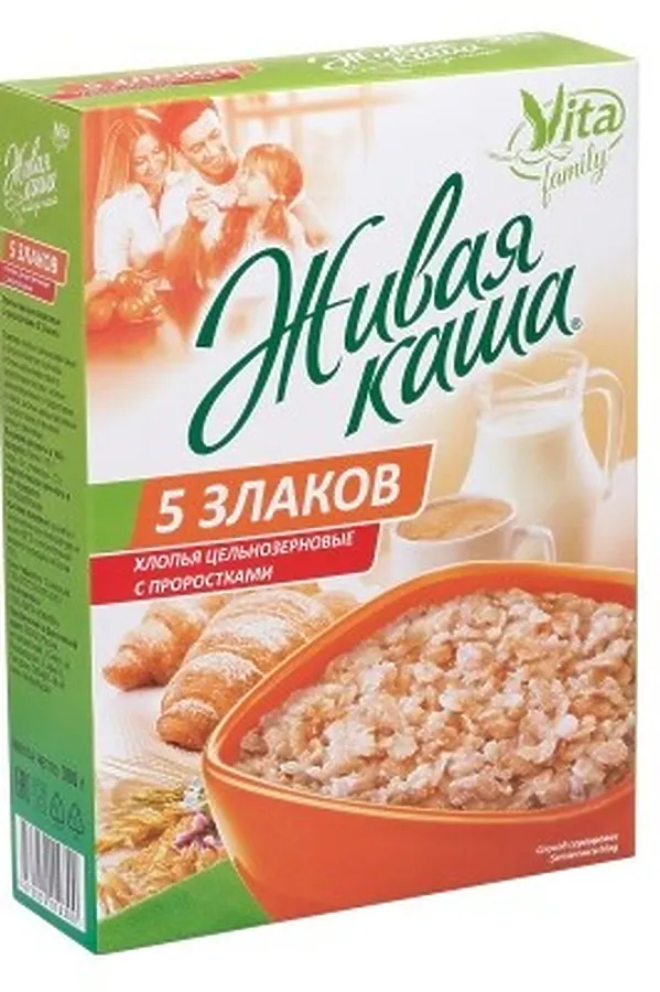 Каша живая "Vita" "5 злаков" МИКС пророщенное зерно+хлопья 300г ЭКО-ПРОДУКТЫ, - - фото 1