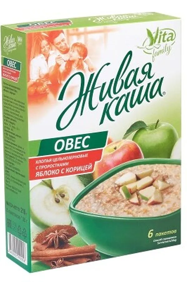 Каша овсяная "Vita" ц/з овёс яблоко с корицей 210г ЭКО-ПРОДУКТЫ, __new__ - фото 1