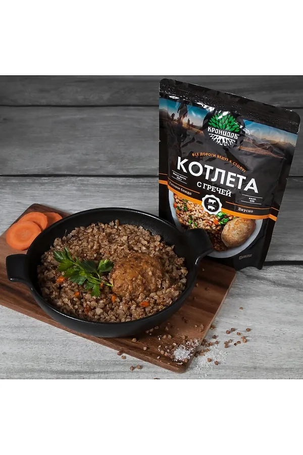 Каша гречневая с котлетой, реторт-пакет 250г ЭКО-ПРОДУКТЫ, - - фото 1