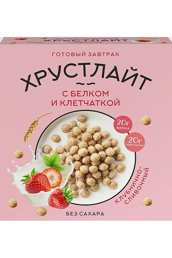 Завтрак "Хрустлайт" клубнично-сливочный с белком и клетчаткой 100г ЭКО-ПРОДУКТЫ, - - фото 1