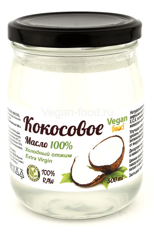 Масло кокосовое н.раф. 500мл ЭКО-ПРОДУКТЫ, - - фото 1