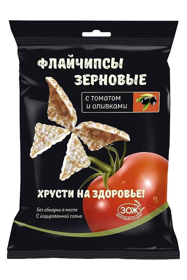 Флайчипсы зерновые с томатом и оливками 40г ЭКО-ПРОДУКТЫ, - - фото 1